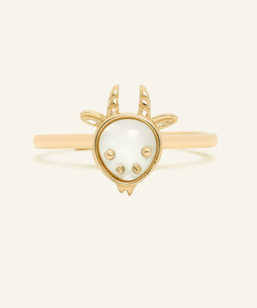 Goat Zodiac MOP Ring - Love Estella