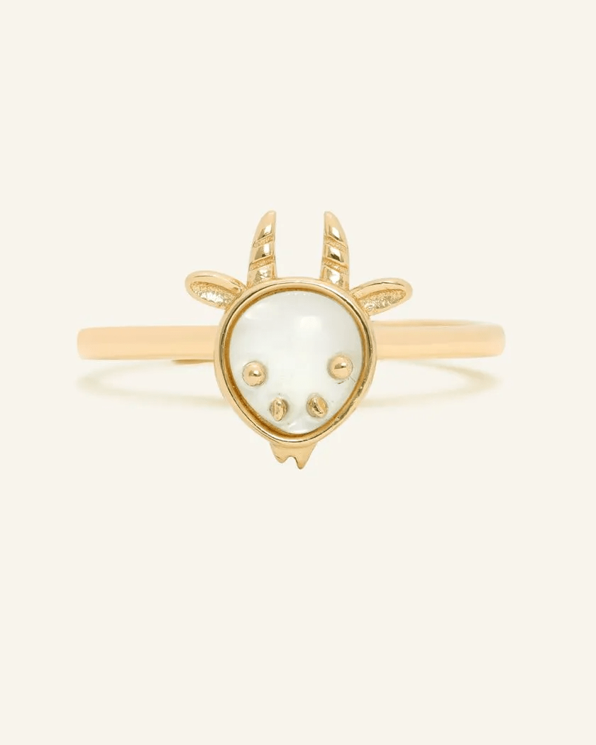 Goat Zodiac MOP Ring - Love Estella