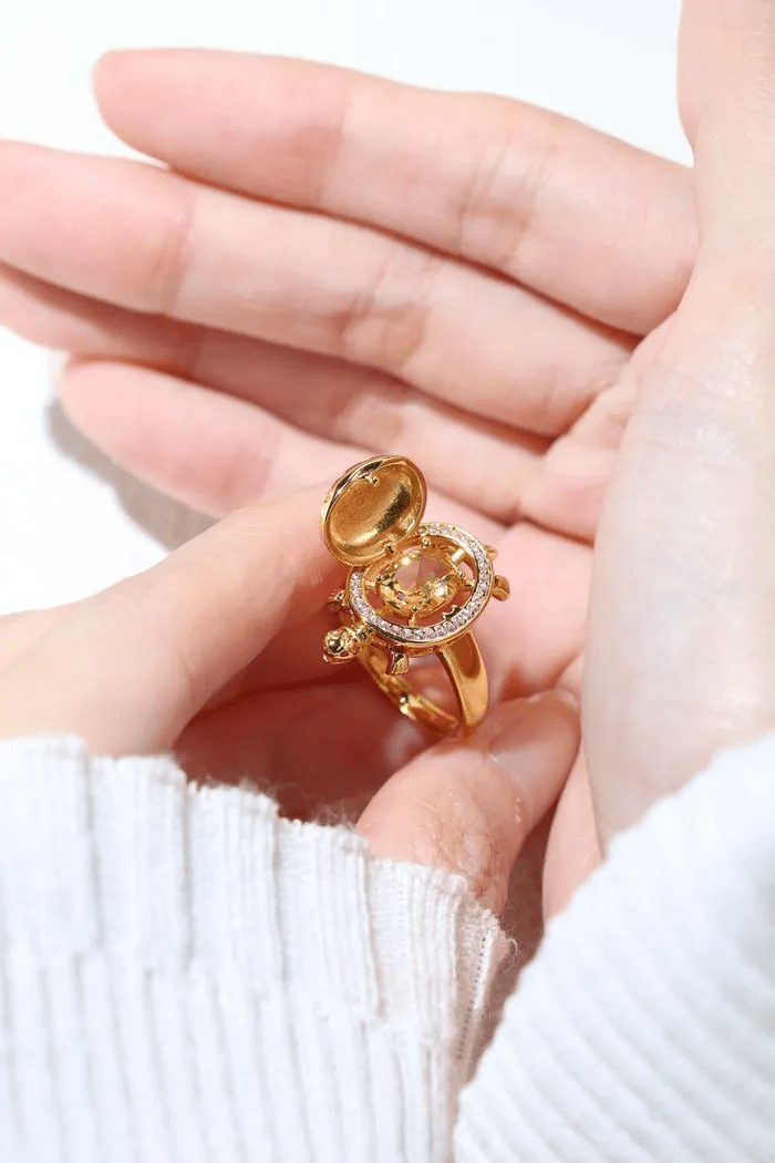 Golden Turtle Citrine Ring - Love Estella