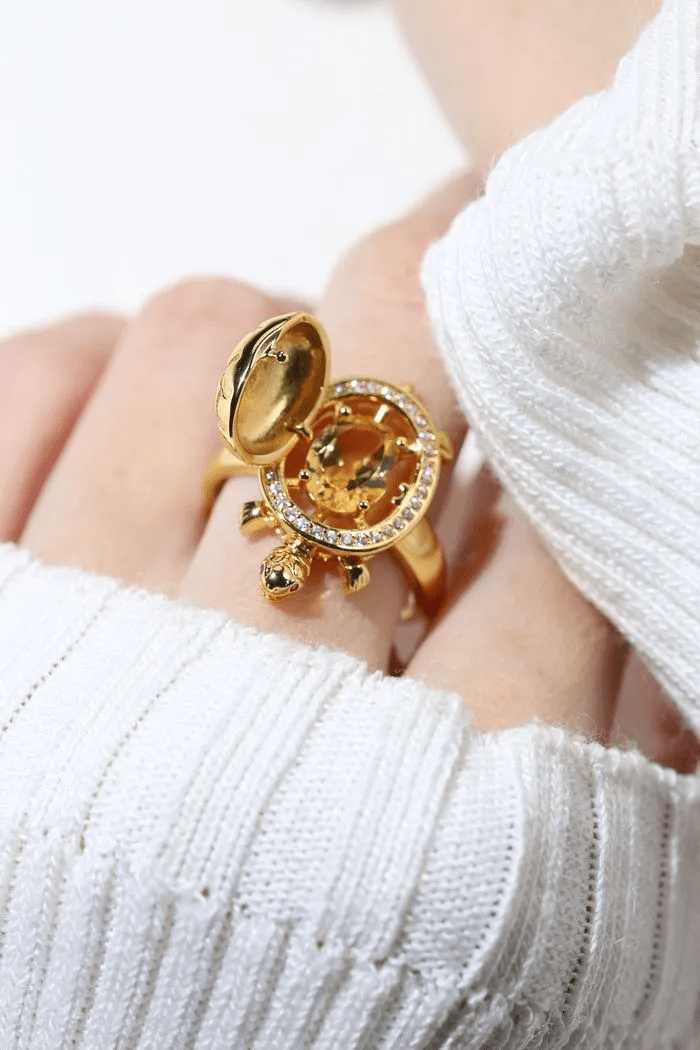 Golden Turtle Citrine Ring - Love Estella