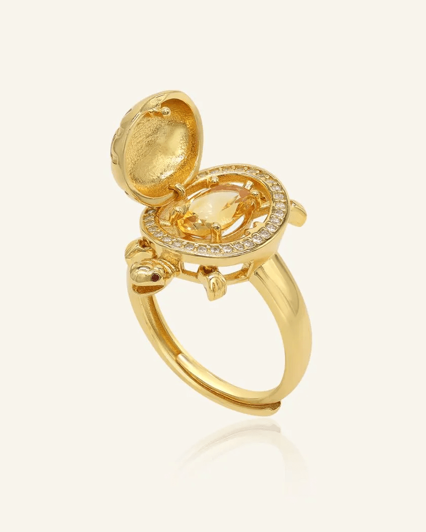 Golden Turtle Citrine Ring - Love Estella
