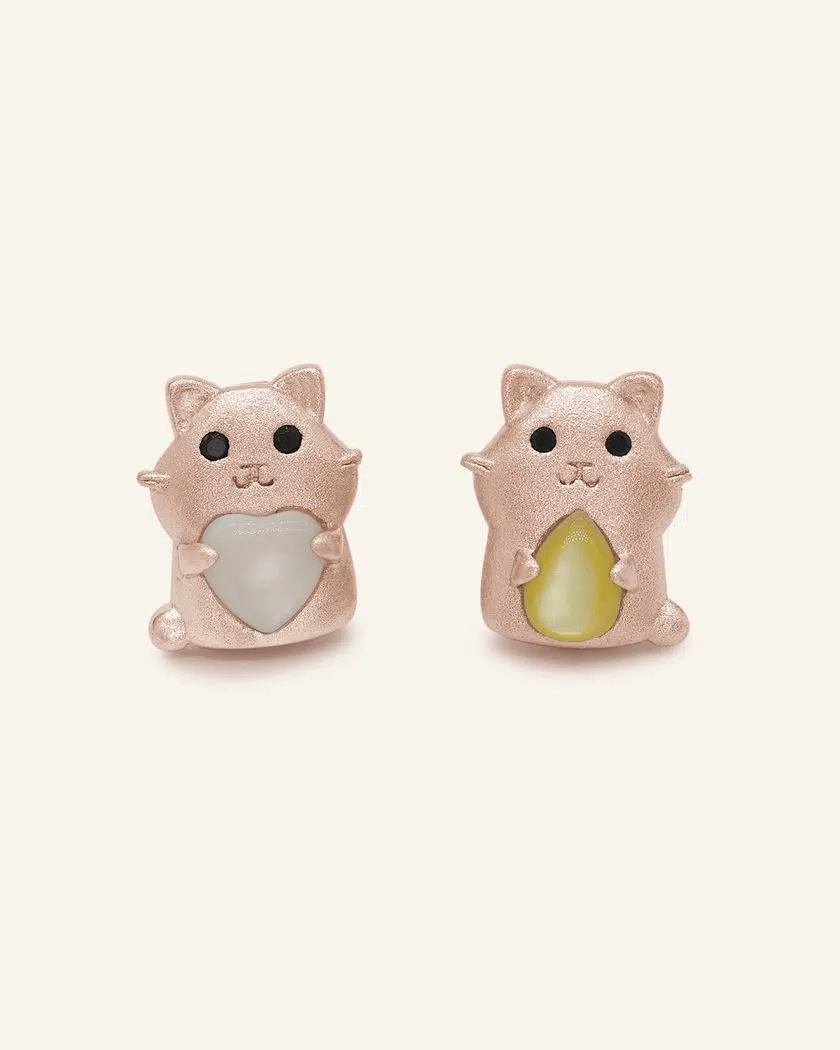 Hamster Mother of Pearl Studs - Love Estella