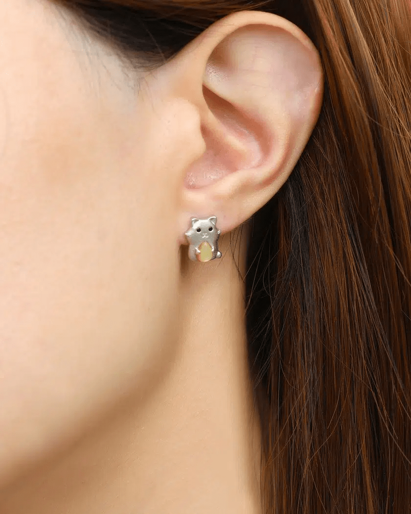 Hamster Mother of Pearl Studs - Love Estella