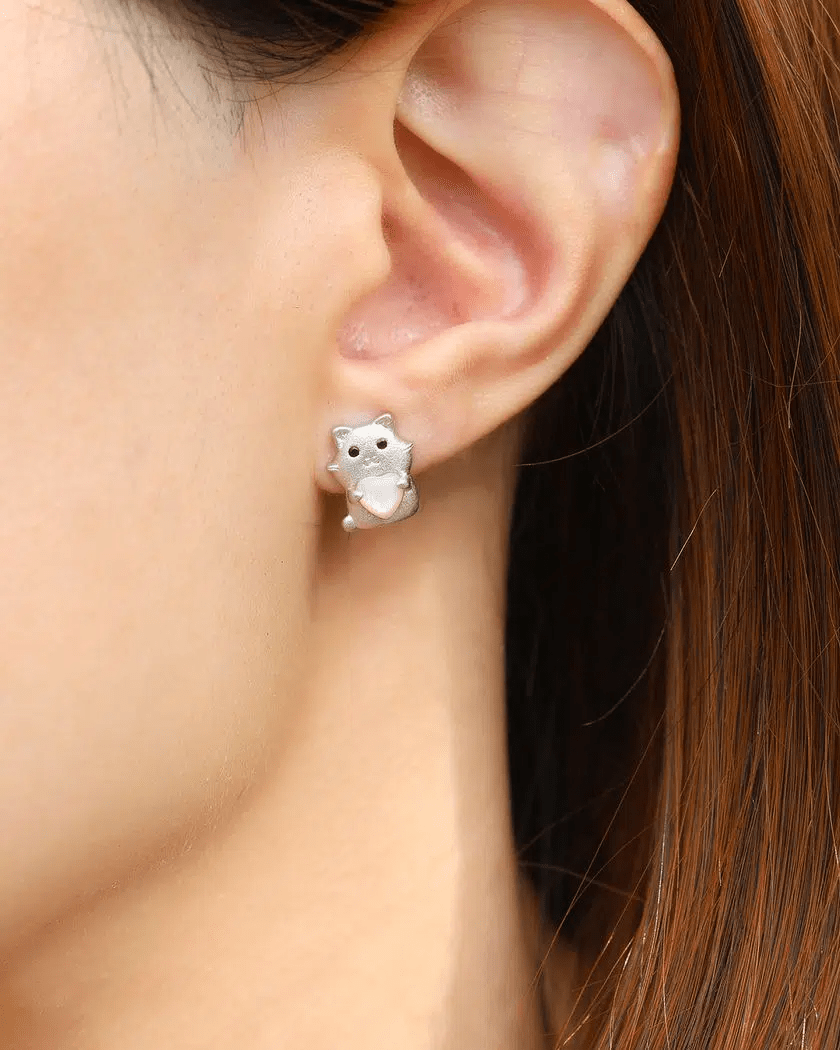 Hamster Mother of Pearl Studs - Love Estella