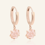 Handcarved Pink Shell Rose Huggies - Love Estella