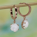 Handcarved White Shell Rose Huggies - Love Estella