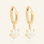 Handcarved White Shell Rose Huggies - Love Estella