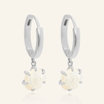 Handcarved White Shell Rose Huggies - Love Estella