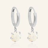 Handcarved White Shell Rose Huggies - Love Estella