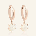 Handcarved White Shell Rose Huggies - Love Estella