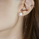 Handcarved White Shell Rose Studs - Love Estella