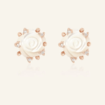 Handcarved White Shell Rose Studs - Love Estella