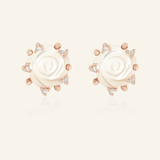 Handcarved White Shell Rose Studs - Love Estella
