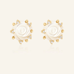 Handcarved White Shell Rose Studs - Love Estella