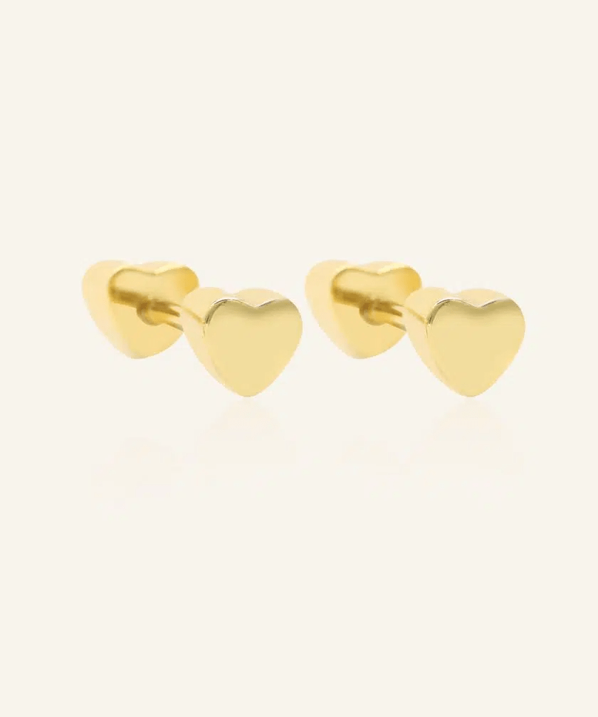 Heart Barbell Screwback Studs - Love Estella