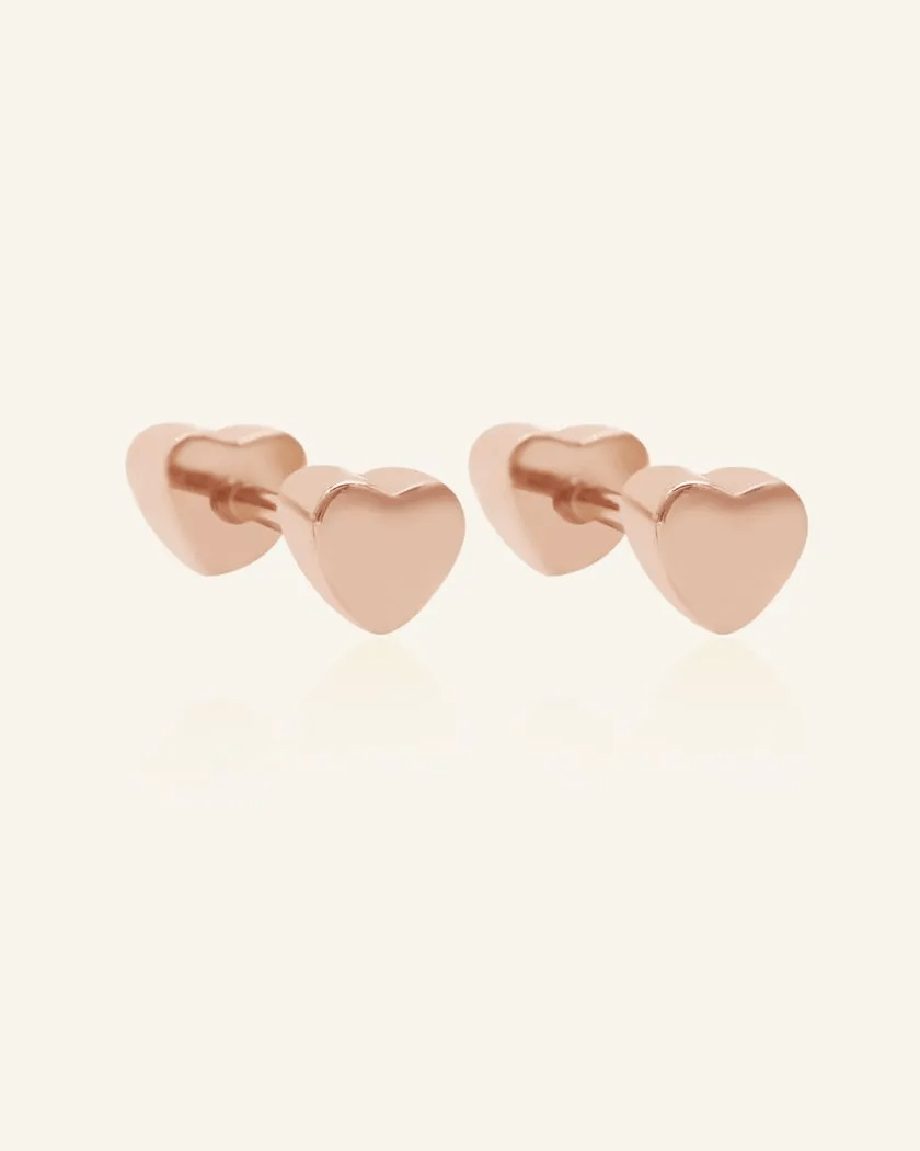Heart Barbell Screwback Studs - Love Estella