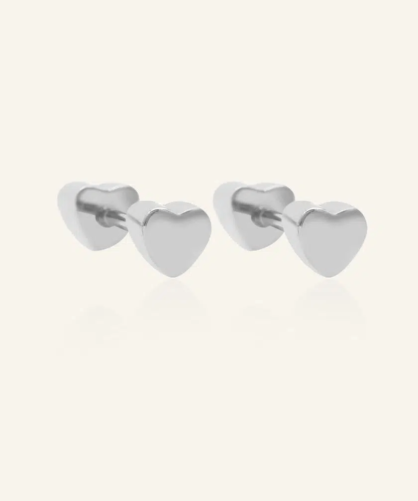 Heart Barbell Screwback Studs - Love Estella