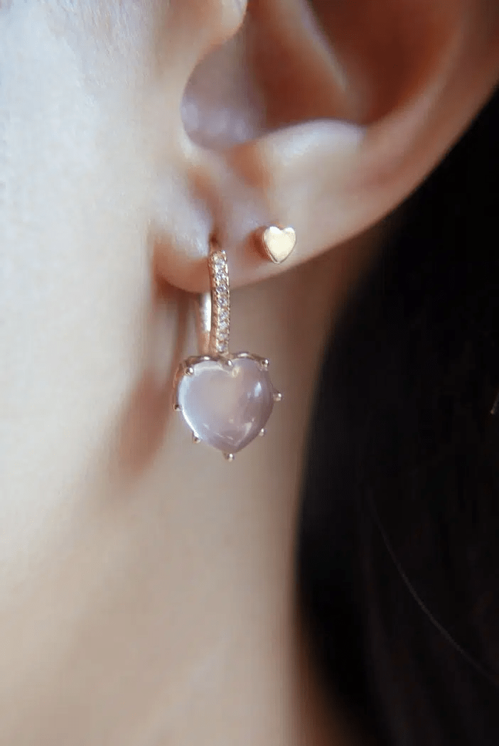 Heart Barbell Screwback Studs - Love Estella