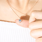 Ice Blue Moissanite Heart Halo Necklace by Elate - Love Estella