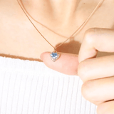 Ice Blue Moissanite Heart Halo Necklace by Elate - Love Estella