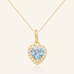 Ice Blue Moissanite Heart Halo Necklace by Elate - Love Estella
