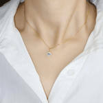 Ice Blue Moissanite Heart Halo Necklace by Elate - Love Estella