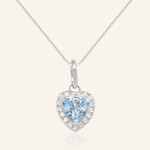 Ice Blue Moissanite Heart Halo Necklace by Elate - Love Estella