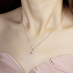 Ice Blue Moissanite Heart Halo Necklace by Elate - Love Estella