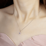 Ice Blue Moissanite Heart Halo Necklace by Elate - Love Estella
