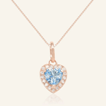 Ice Blue Moissanite Heart Halo Necklace by Elate - Love Estella