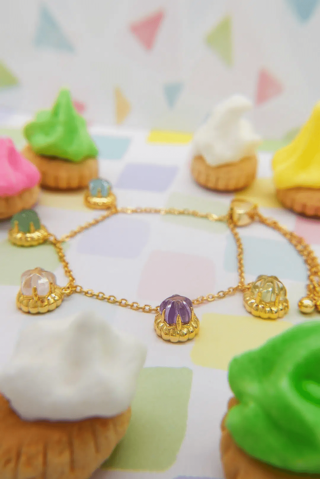 Ice Gem Biscuit Charm Slider Bracelet - Love Estella