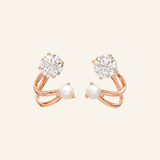 Illusion Ear Jackets (Moissanite & Pearl) by Elate - Love Estella