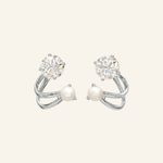 Illusion Ear Jackets (Moissanite & Pearl) by Elate - Love Estella