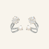 Illusion Ear Jackets (Moissanite & Pearl) by Elate - Love Estella