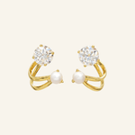 Illusion Ear Jackets (Moissanite & Pearl) by Elate - Love Estella