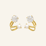 Illusion Ear Jackets (Moissanite & Pearl) by Elate - Love Estella