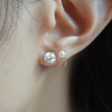 Illusion Ear Jackets (Moissanite & Pearl) by Elate - Love Estella