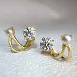 Illusion Ear Jackets (Moissanite & Pearl) by Elate - Love Estella