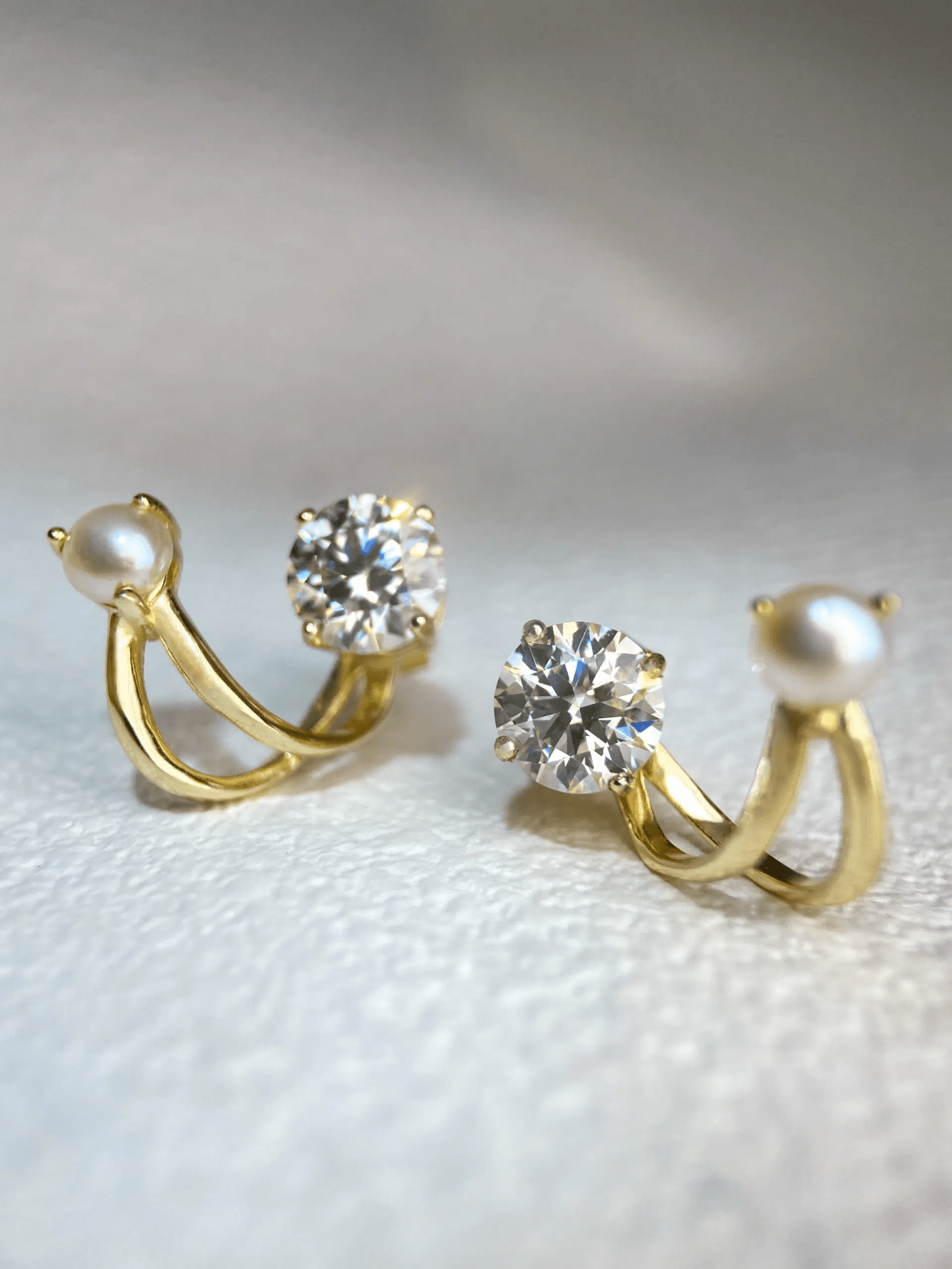 Illusion Ear Jackets (Moissanite & Pearl) by Elate - Love Estella