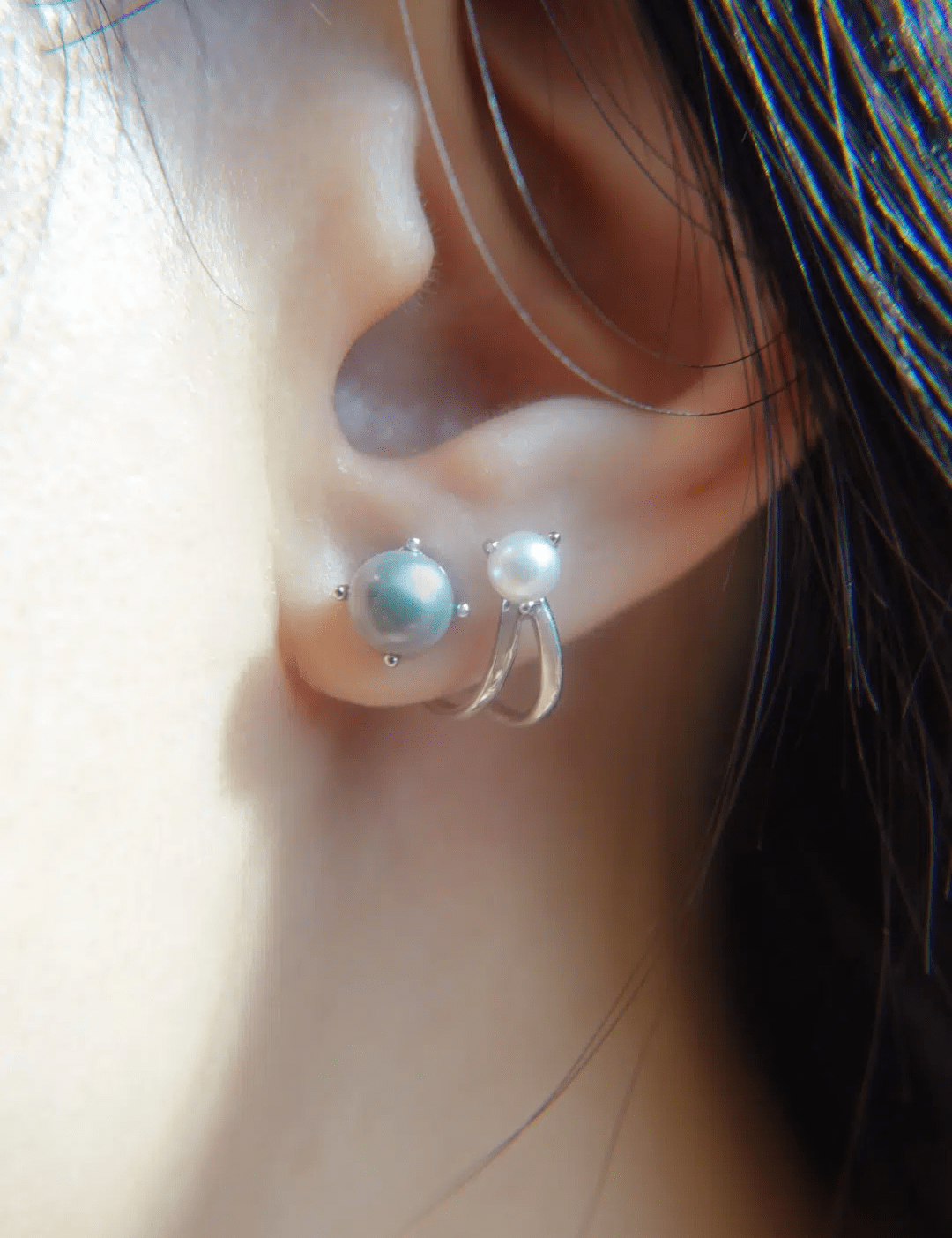 Illusion Ear Jackets (Pearl) by Elate - Love Estella