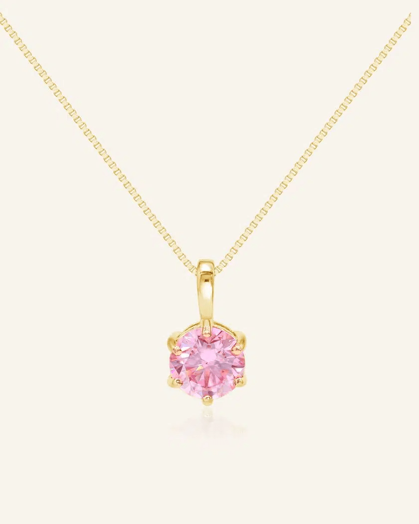 InfinityOne Classic Moissanite Necklace (Pink) - Love Estella