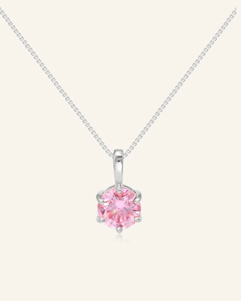 InfinityOne Classic Moissanite Necklace (Pink) - Love Estella
