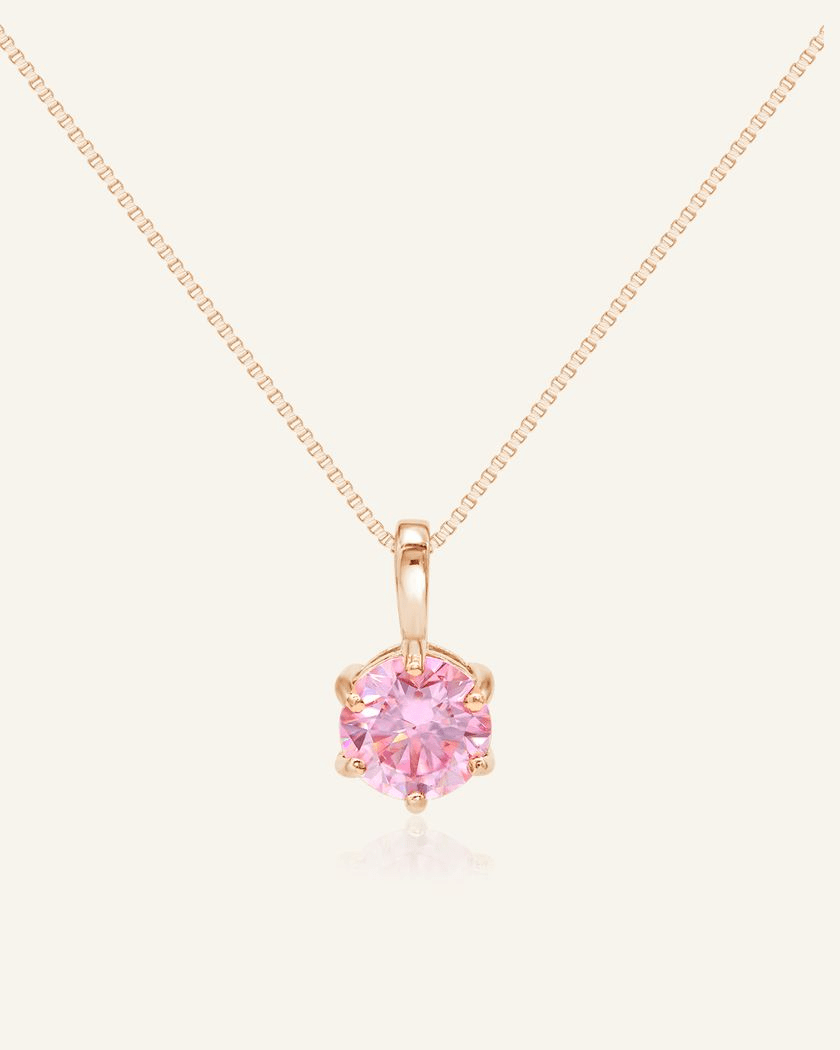 InfinityOne Classic Moissanite Necklace (Pink) - Love Estella