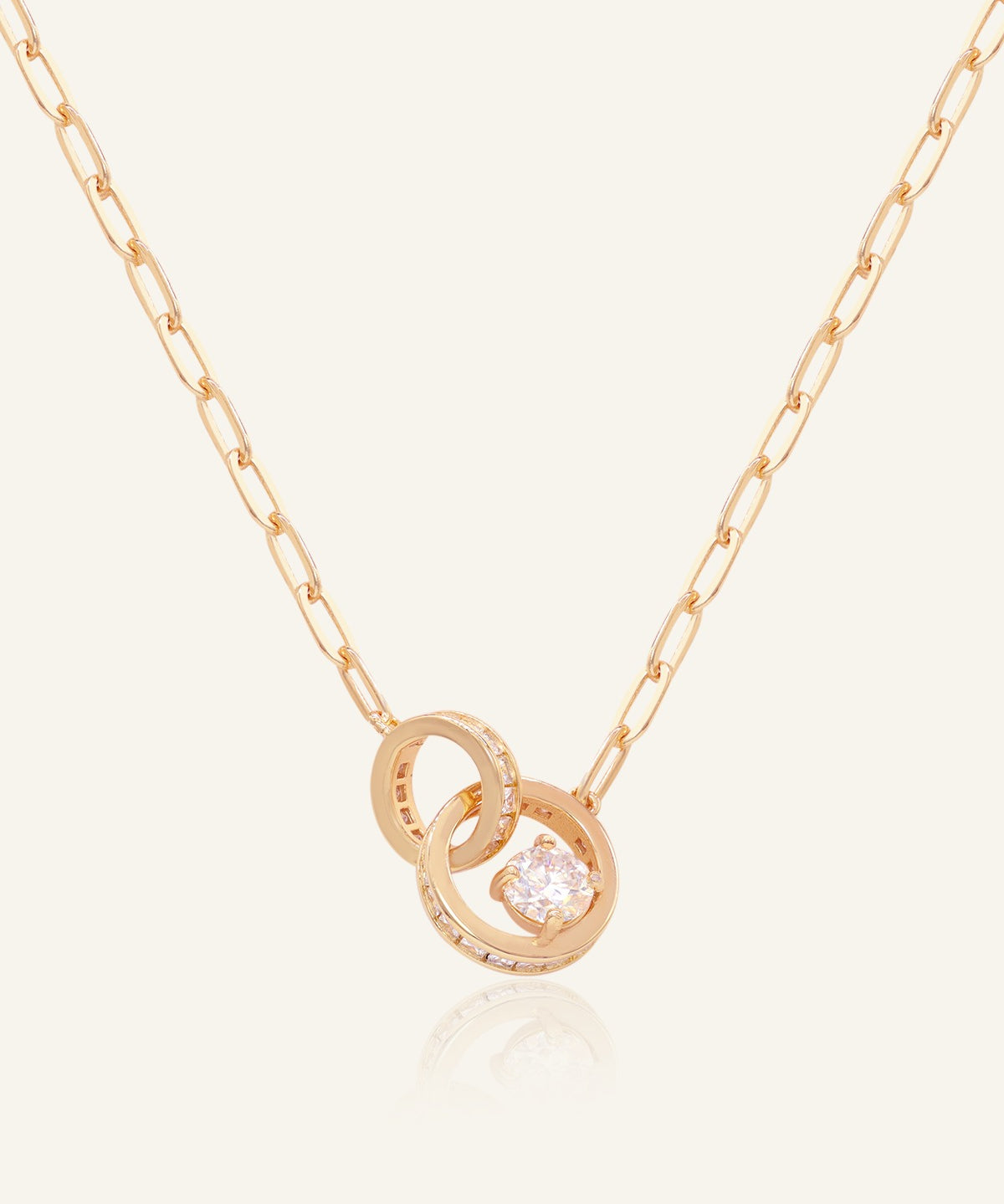 Interlocking Rings Necklace in Rose Gold front product view