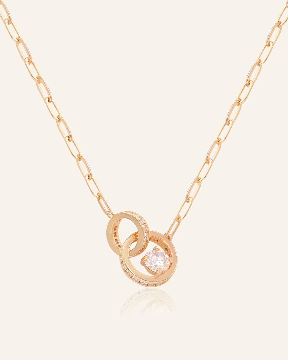 Interlocking Rings Necklace in Rose Gold front product view