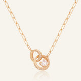 Interlocking Rings Necklace in Rose Gold front product view