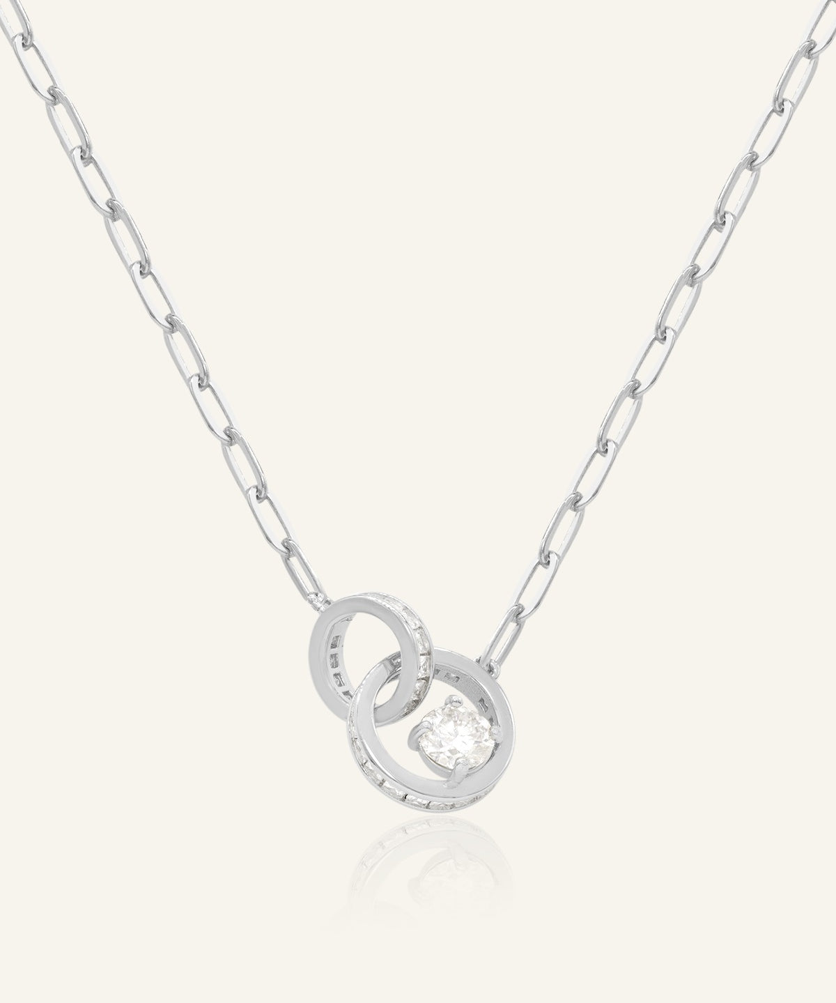 Interlocking Rings Necklace in Silver front product view