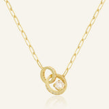 Interlocking Rings Necklace in Yellow Gold front product view