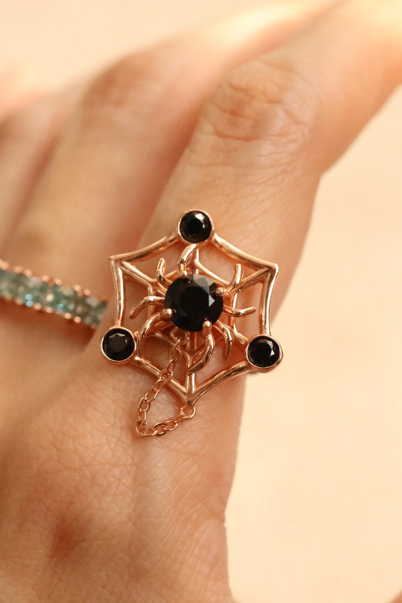 Itsy Bitsy Charm Ring (Black Spinel) - Love Estella