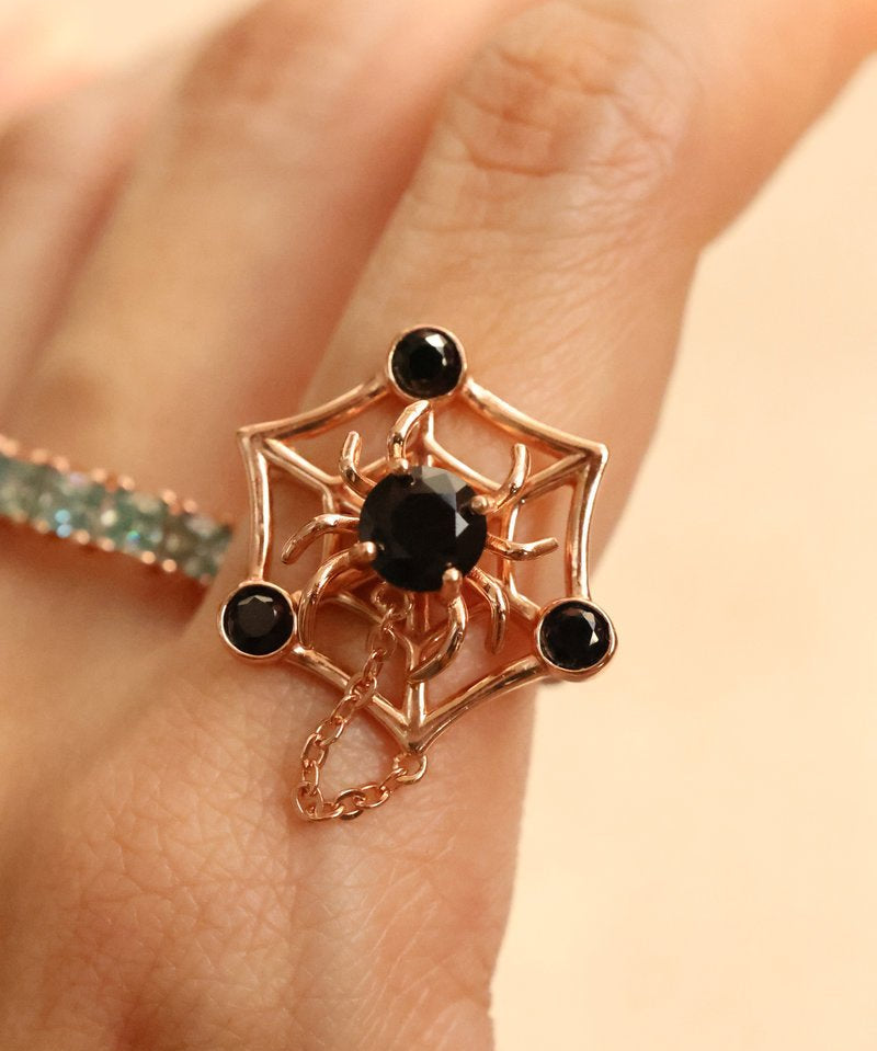 Itsy Bitsy Charm Ring (Black Spinel) - Love Estella
